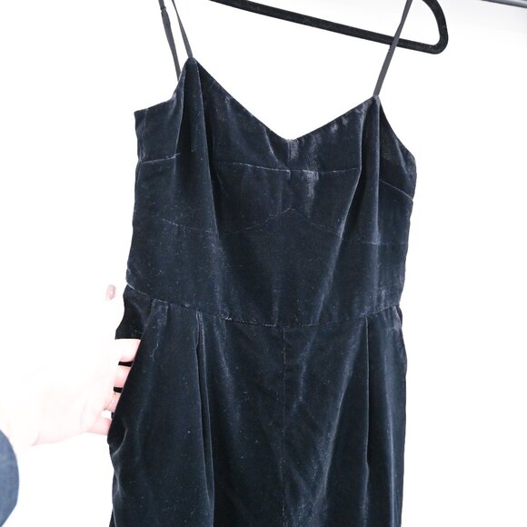 J. Crew Size 2 Black Velvet Classic Minimalist Jumpsuit - Picture 5 of 12
